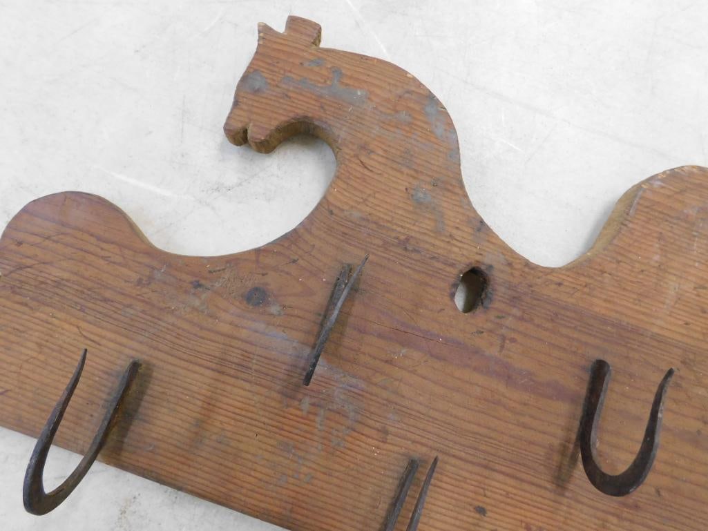 Early Game Bleeding Rack - Wall Hung - Hand Forged Hooks - 9.5" x 38" x 3" - 8