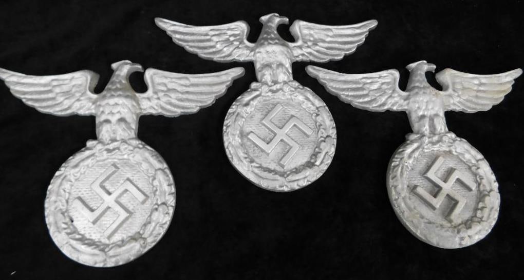 Group of 3 WW2 Germen Plaques - Aluminum - Each 7" x 9": See Photos For Condition and Details 