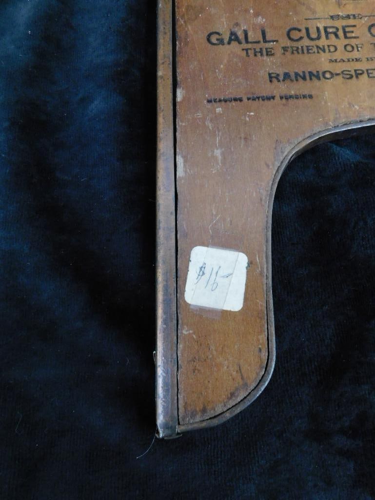 Vintage Ranno-Speirs Co. Horse "Gall Cure Collars" Tool - 14.5" x 7.5" - 4