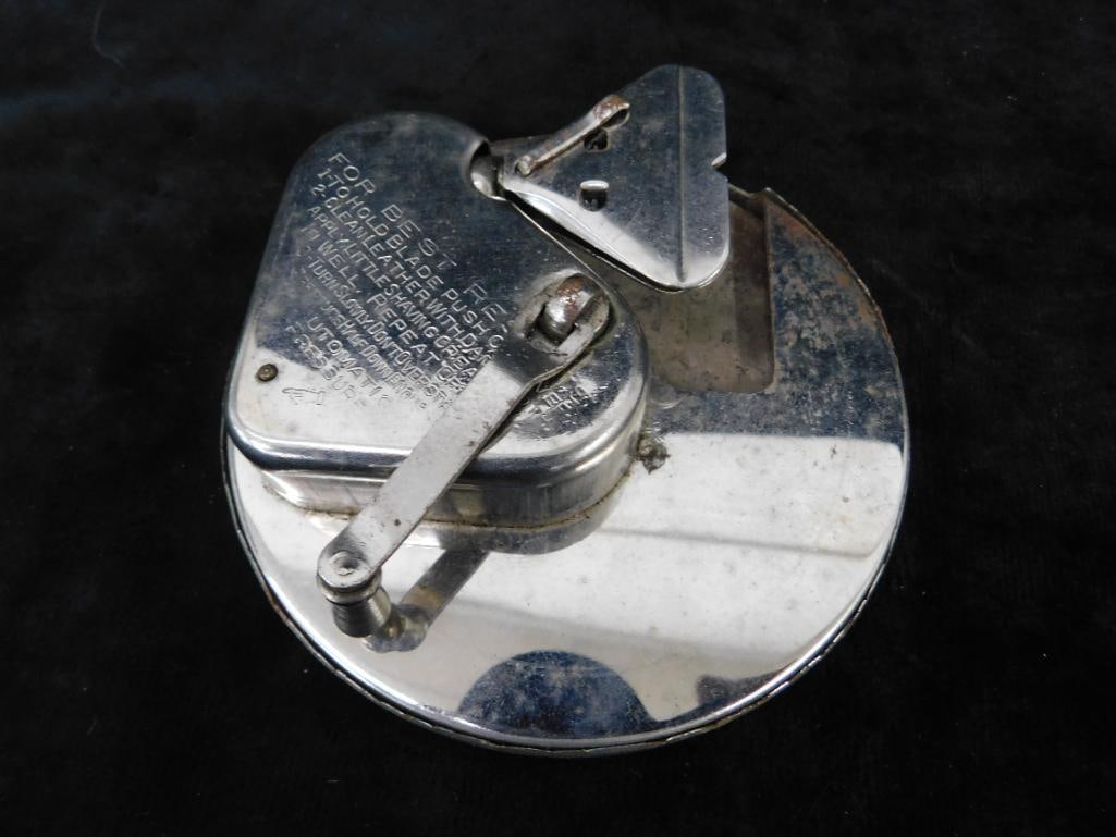 Vintage Rhodes Mfg "Kriss Kross" Razor Blade Sharpener - Original Box - 4.5" Round - 2