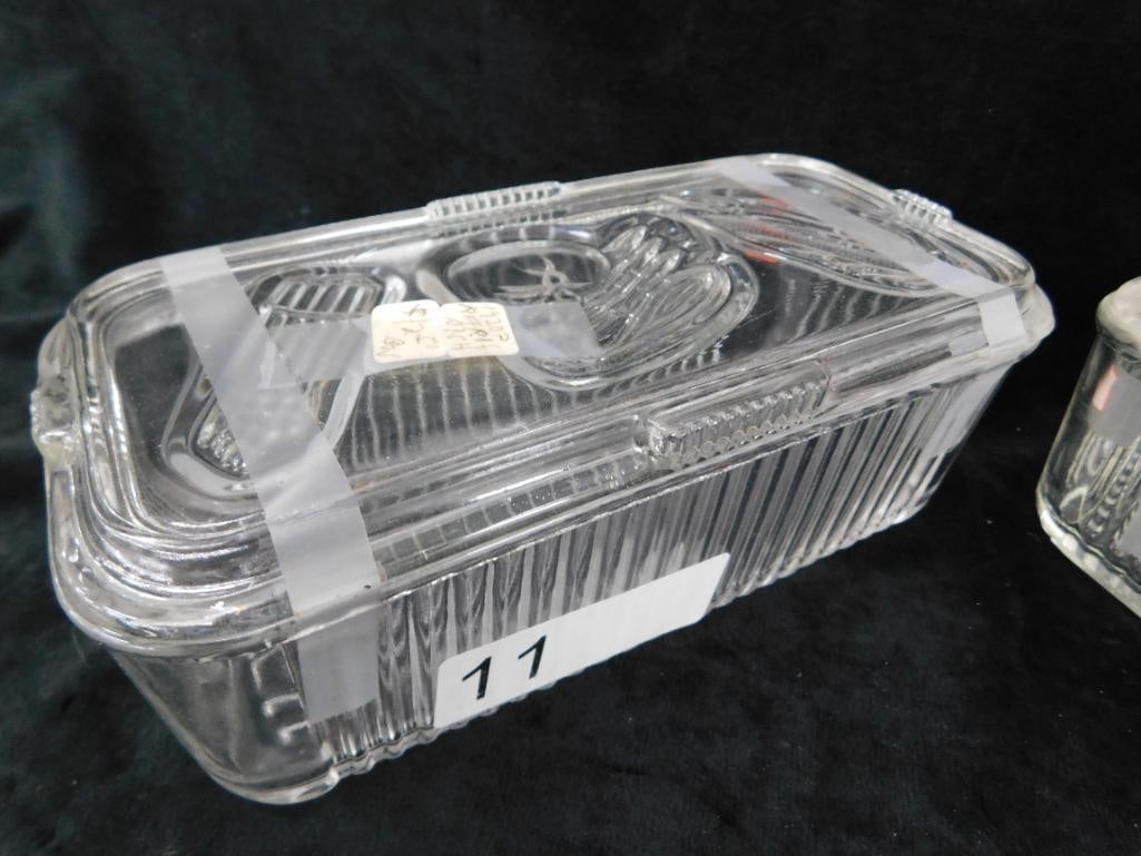 Group of 3 Vintage Lidded Refrigerator Dishes - Large 3.5" x8.5" x 4" - 2