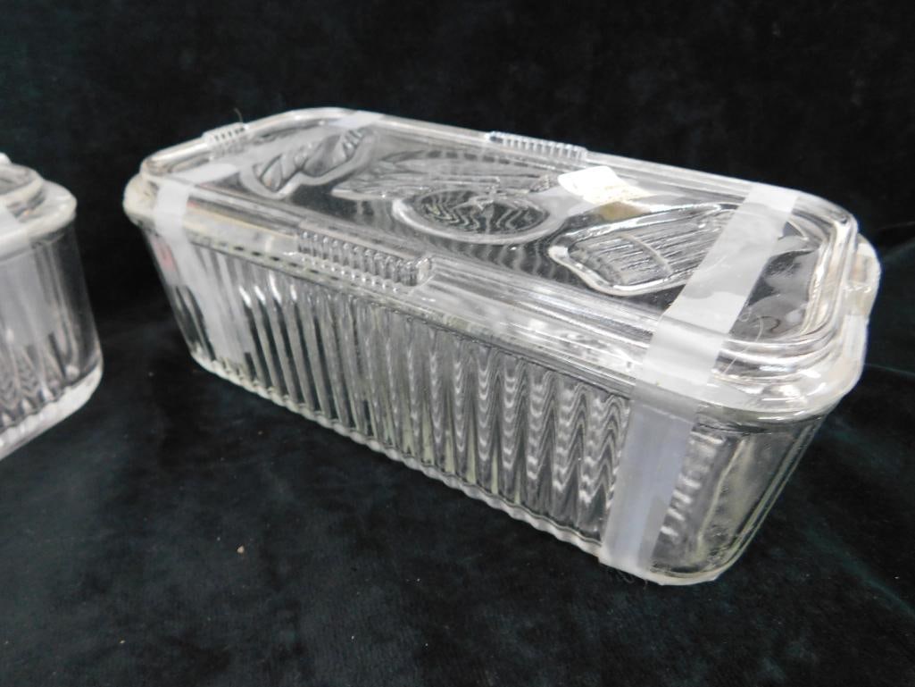 Group of 3 Vintage Lidded Refrigerator Dishes - Large 3.5" x8.5" x 4" - 4
