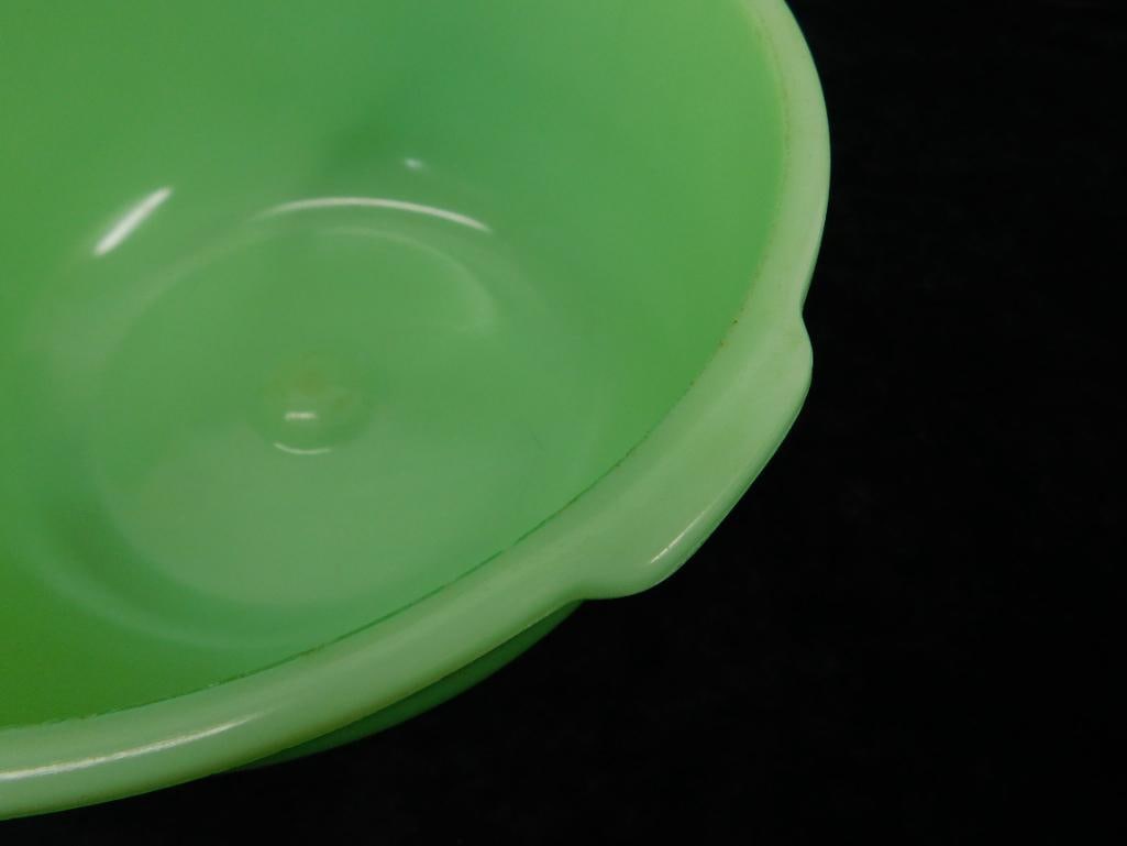 Group of 3 Vintage Jadeite Glass Pieces - Mixing Bowl For Mixer - Reamer - Small Bowl - 3