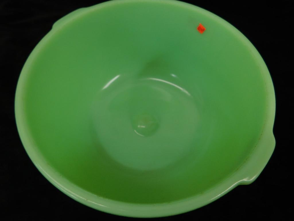 Group of 3 Vintage Jadeite Glass Pieces - Mixing Bowl For Mixer - Reamer - Small Bowl - 4