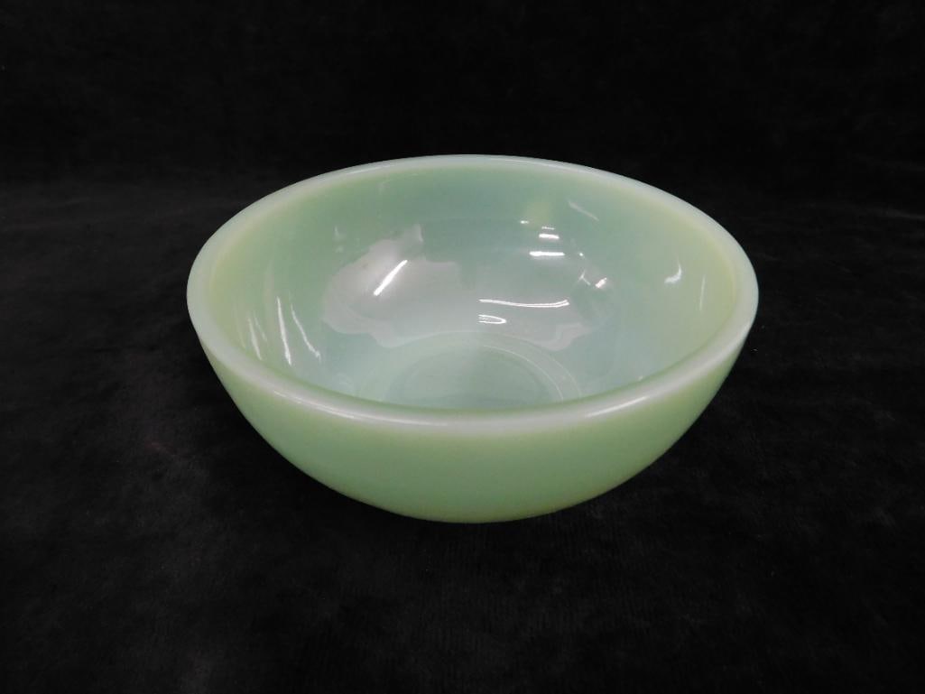 Group of 3 Vintage Jadeite Glass Pieces - Mixing Bowl For Mixer - Reamer - Small Bowl - 7