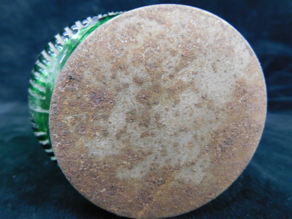 Box Lot with 2 Green Glass Spice Shakers and A Green Glass Tea Holder - 9