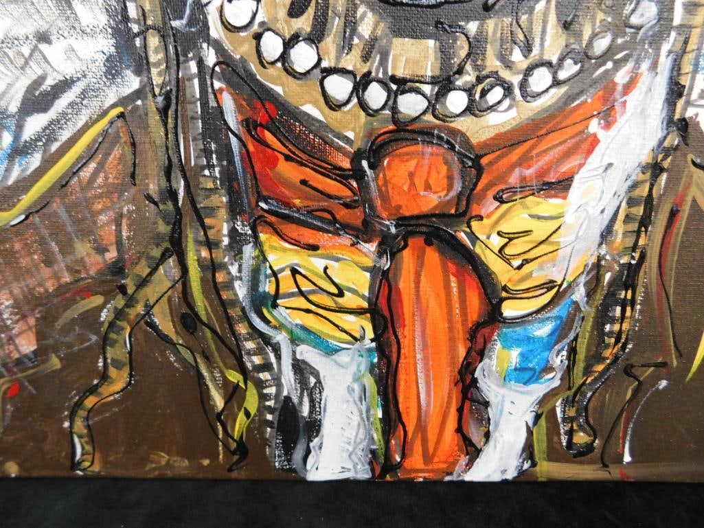 2023 Southern Folk Art - Mr. 8 - Native American - Oil On Canvas - 20" x 16" - 4