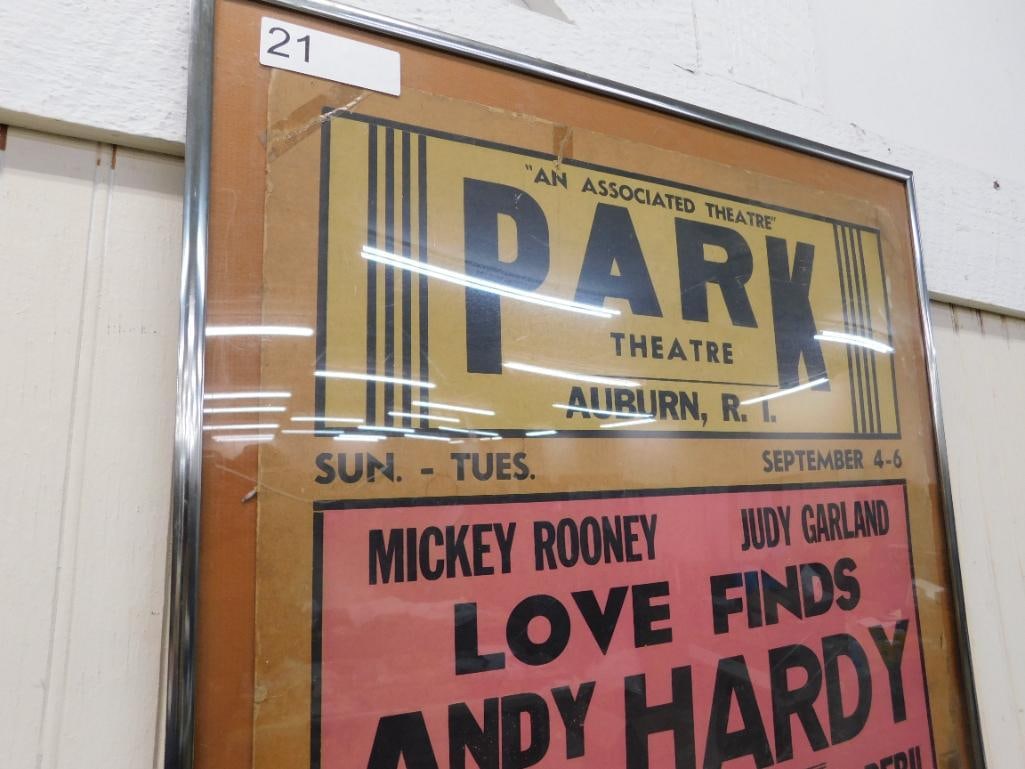 1949 Movie Theater Poster - Auburn Rhode Island - 30.25" x 20.5" - 2