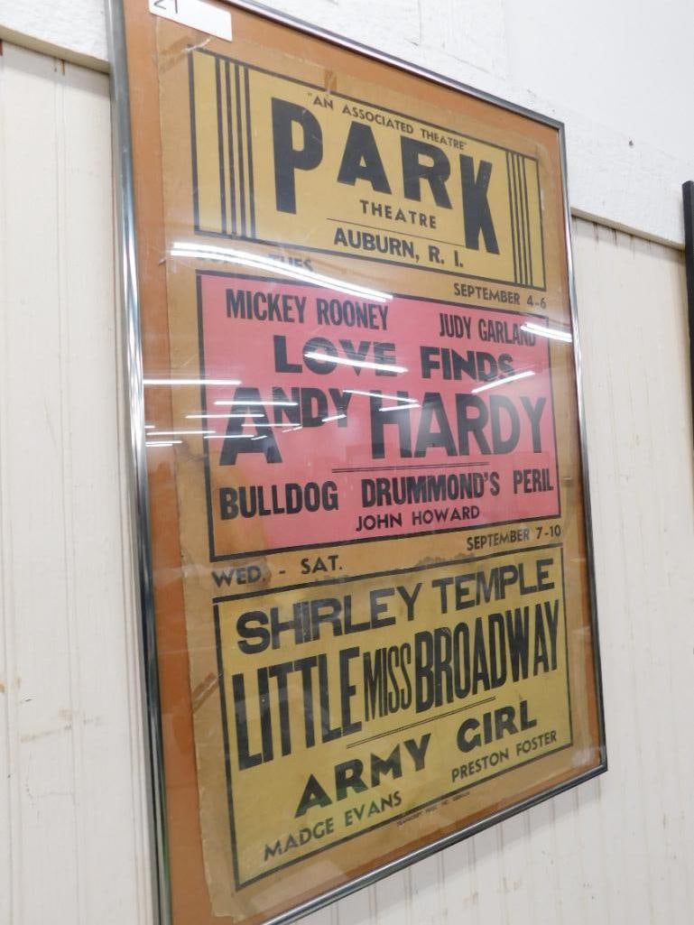 1949 Movie Theater Poster - Auburn Rhode Island - 30.25" x 20.5" - 7