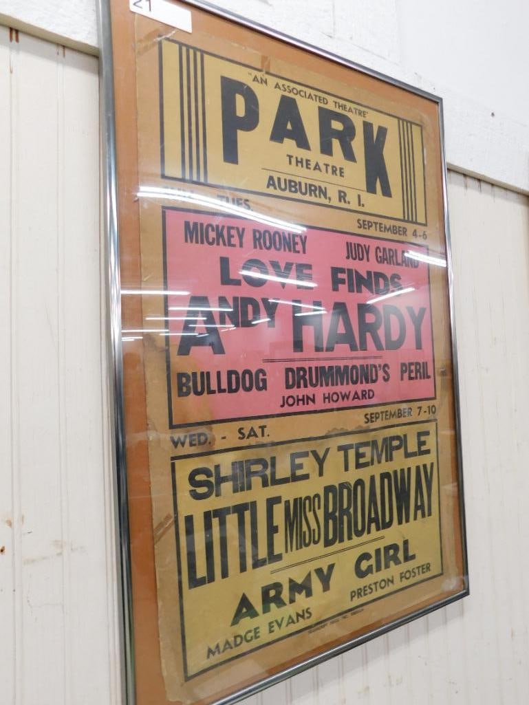 1949 Movie Theater Poster - Auburn Rhode Island - 30.25" x 20.5" - 8