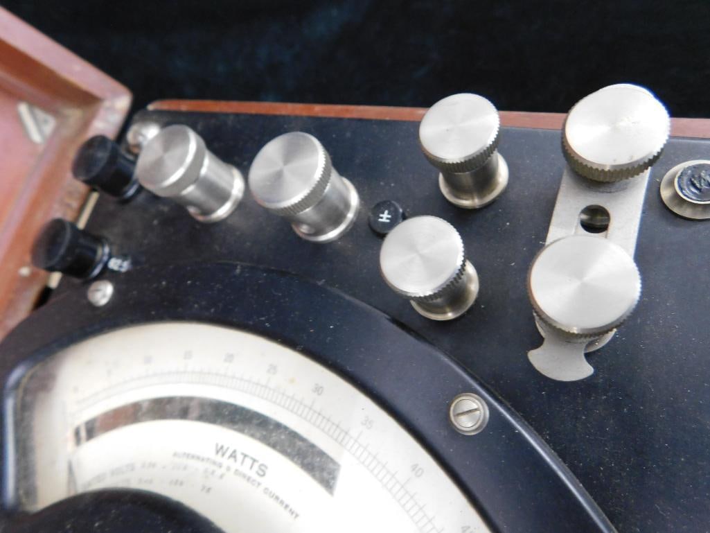 Vintage Weston AC and DC Wattmeter - Model 310 - Original Case - Untested - 6" x 10.5" x 8.25" - 5