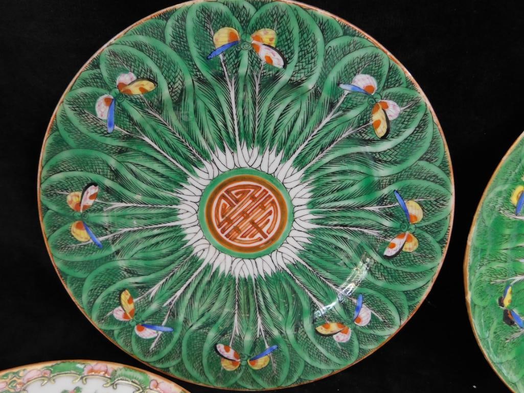 Box Lot with Vintage Chinese Porcelain / Pottery Pieces - Ranging From 5.5" to 9.5" Round - 2