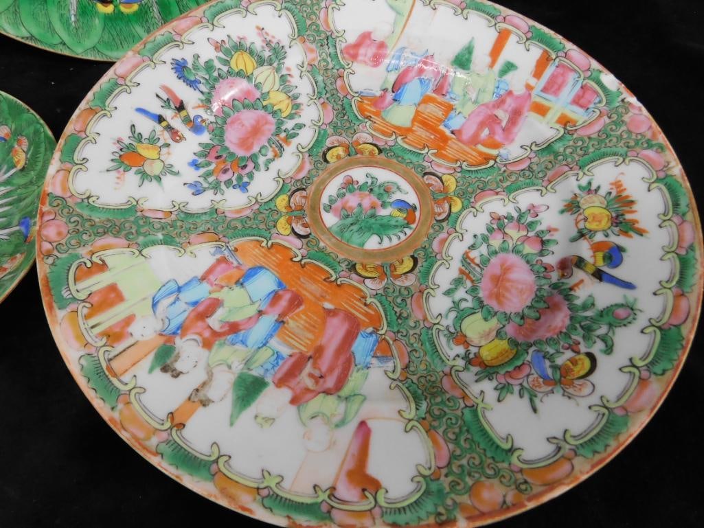 Box Lot with Vintage Chinese Porcelain / Pottery Pieces - Ranging From 5.5" to 9.5" Round - 7