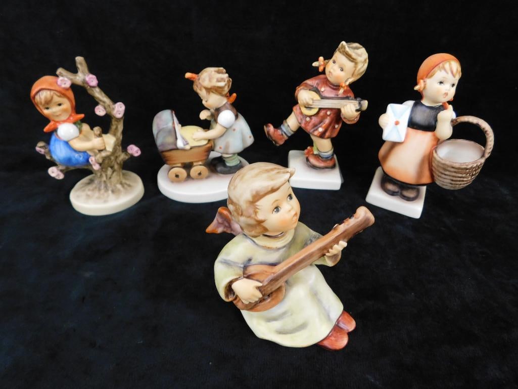Group of 5 Hummels - "Morning Stroll" - "Apple Tree Girl" - "Happiness" - 16