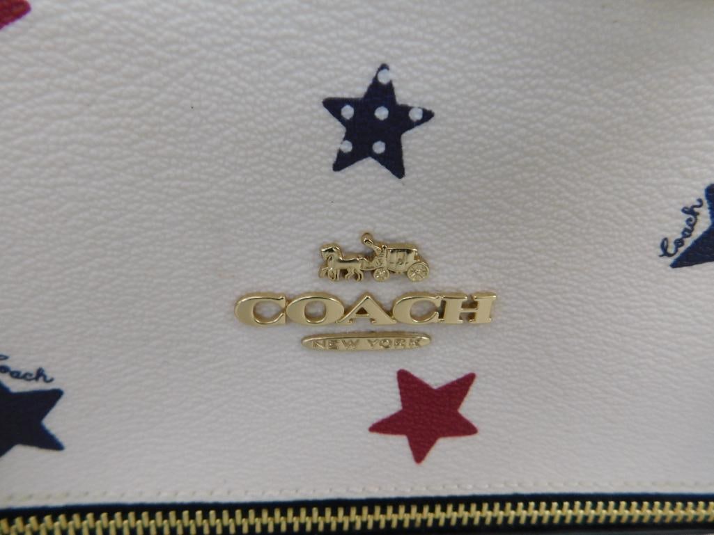 Coach - Zipper Top Purse - Red and Blue Stars - Base 11.25" x 16.5" x 5.5" - 2
