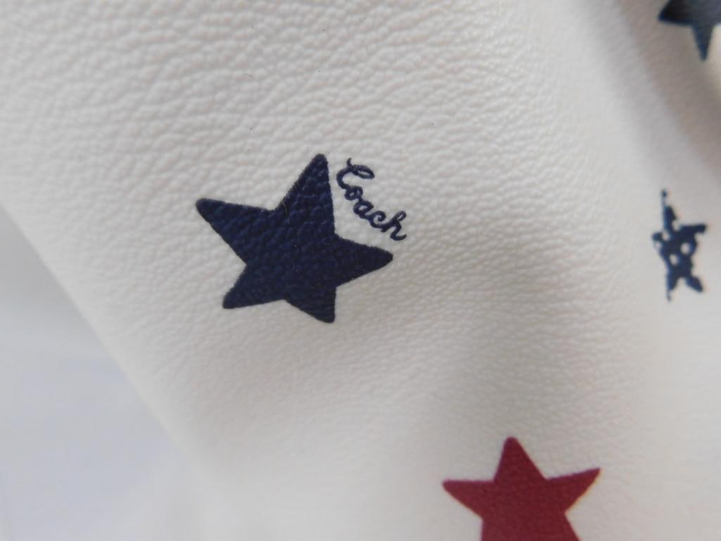 Coach - Zipper Top Purse - Red and Blue Stars - Base 11.25" x 16.5" x 5.5" - 5