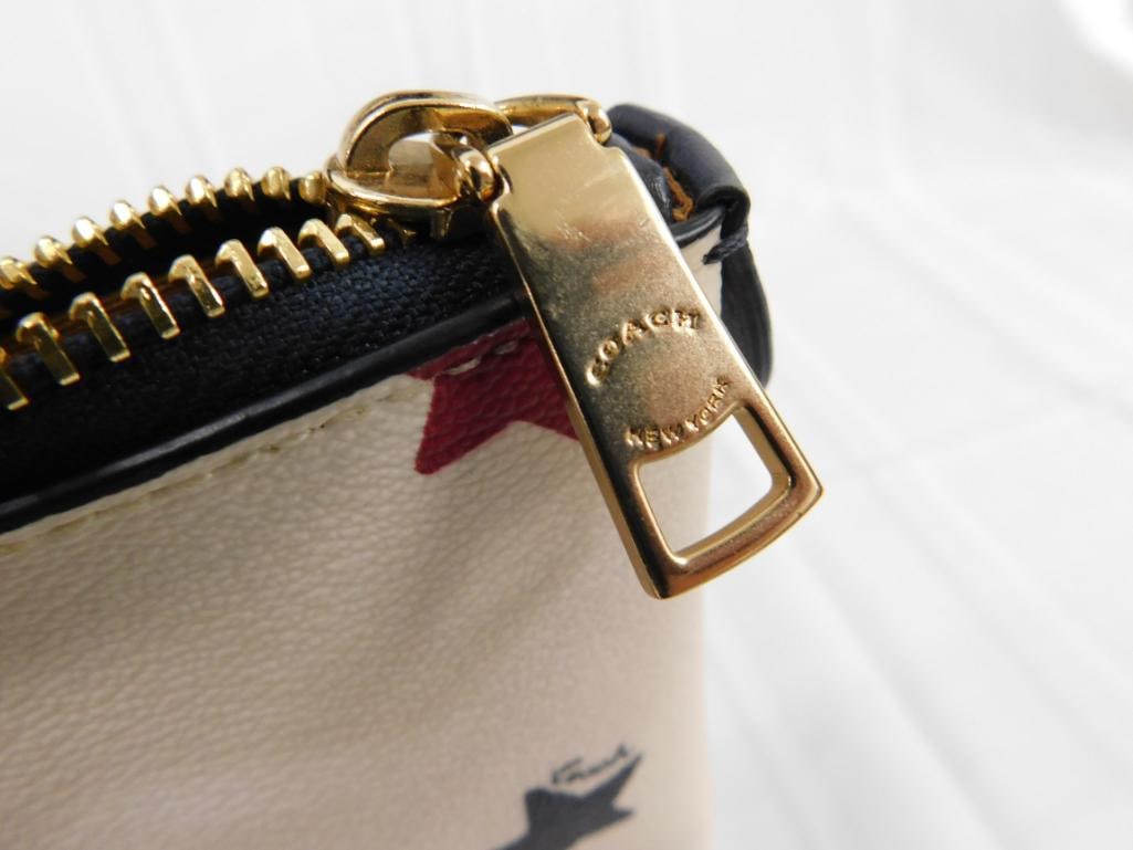 Coach - Zipper Top Purse - Red and Blue Stars - Base 11.25" x 16.5" x 5.5" - 9