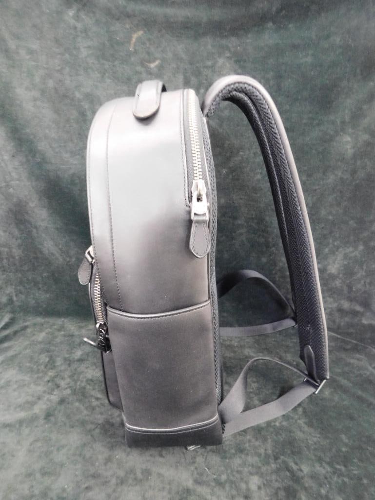 Coach - Black Smooth Leather Back Pack - 17" x 12.5" x 6" - 4