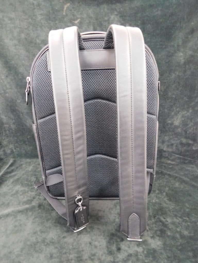 Coach - Black Smooth Leather Back Pack - 17" x 12.5" x 6" - 5
