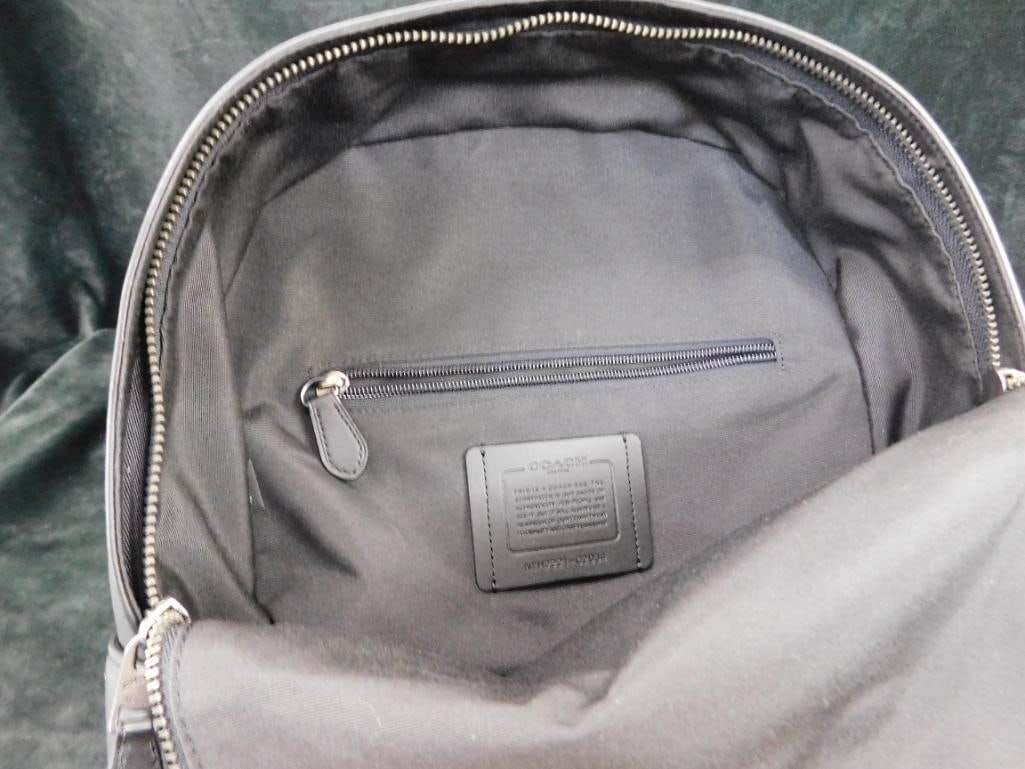 Coach - Black Smooth Leather Back Pack - 17" x 12.5" x 6" - 9