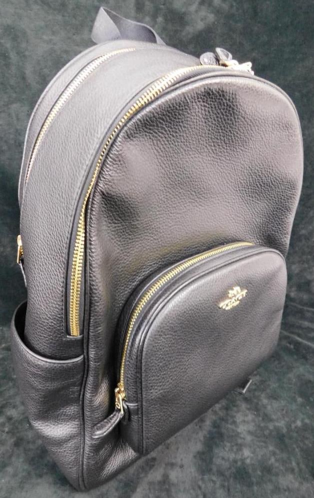 Coach - Black Textured Leather Back Pack - 15.5" x 14" x 6" (1 of 12)