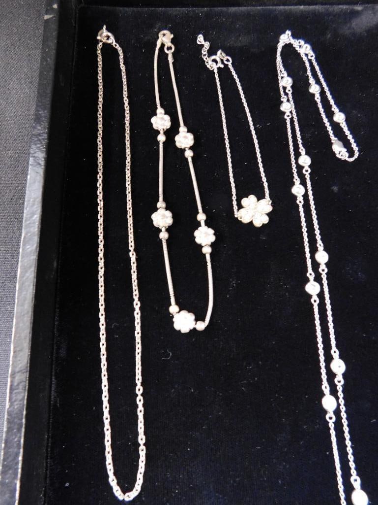 Sterling Silver - Necklaces 1-14" - 1-32" - 1-34" - 1-10" Anklet - 1-7" Bracelet - 26.23 Grams TW - 2