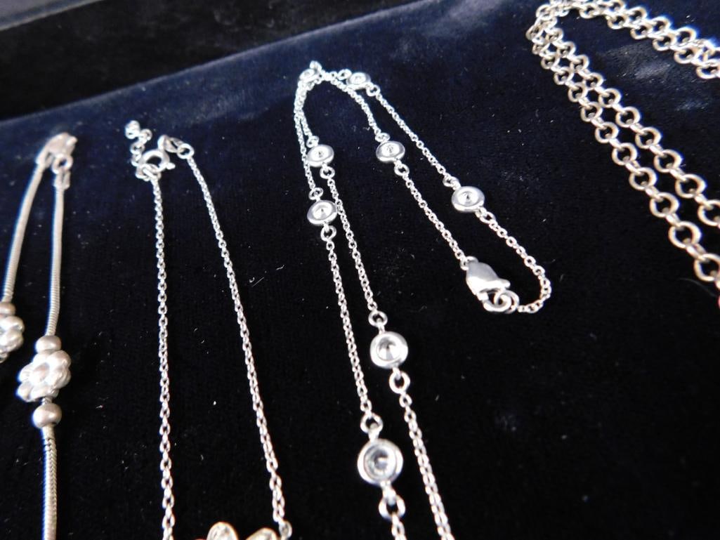 Sterling Silver - Necklaces 1-14" - 1-32" - 1-34" - 1-10" Anklet - 1-7" Bracelet - 26.23 Grams TW - 4