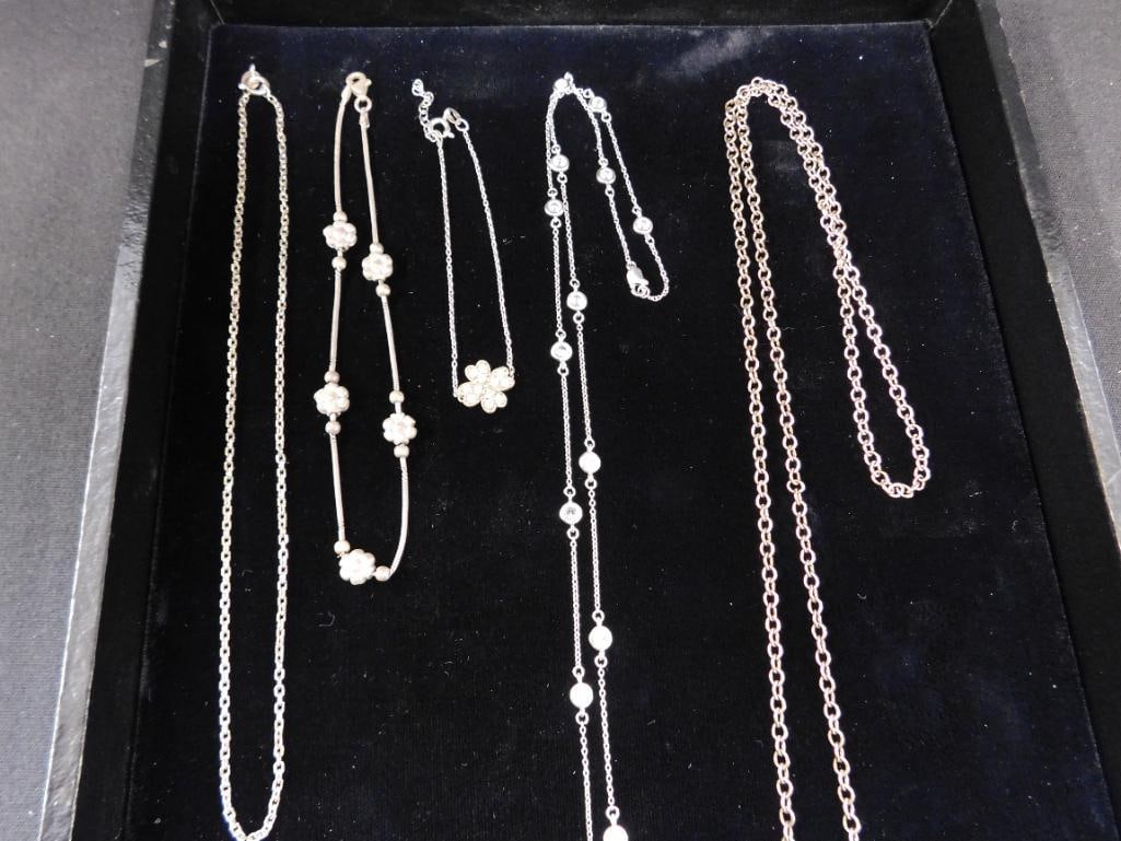 Sterling Silver - Necklaces 1-14" - 1-32" - 1-34" - 1-10" Anklet - 1-7" Bracelet - 26.23 Grams TW - 6