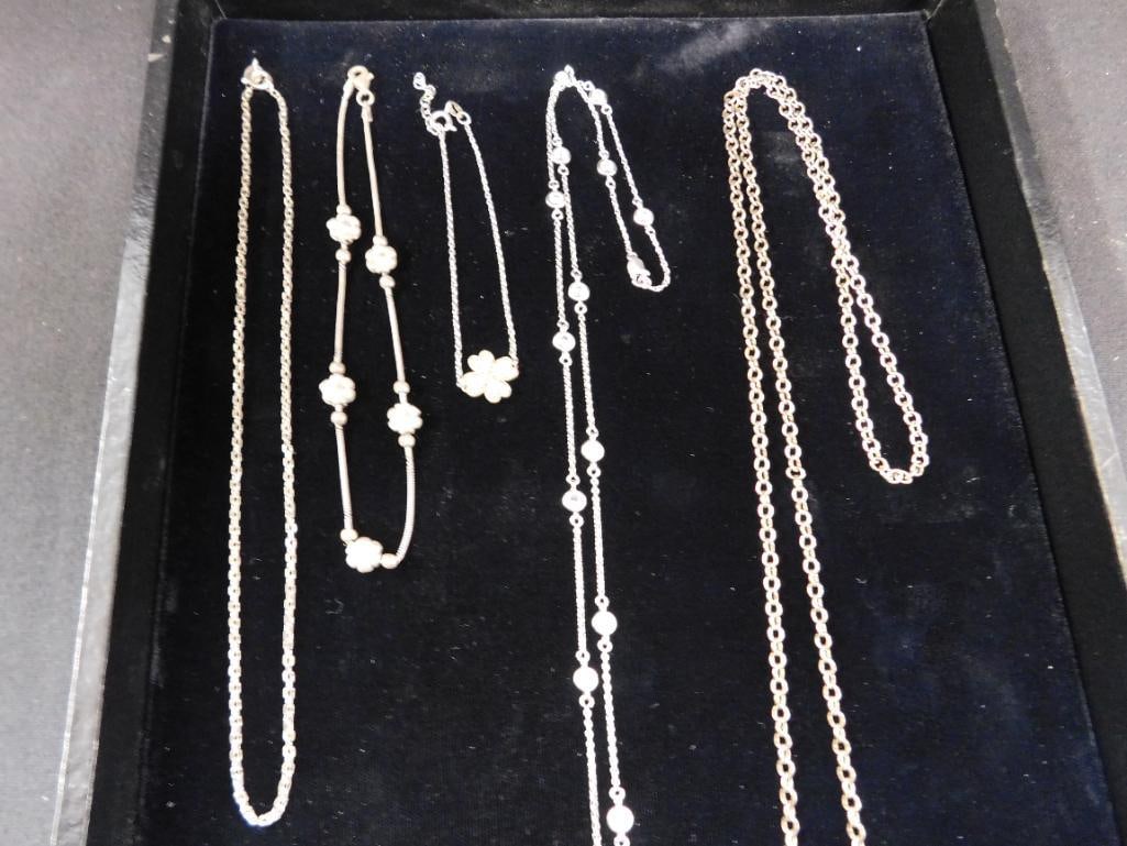 Sterling Silver - Necklaces 1-14" - 1-32" - 1-34" - 1-10" Anklet - 1-7" Bracelet - 26.23 Grams TW - 7