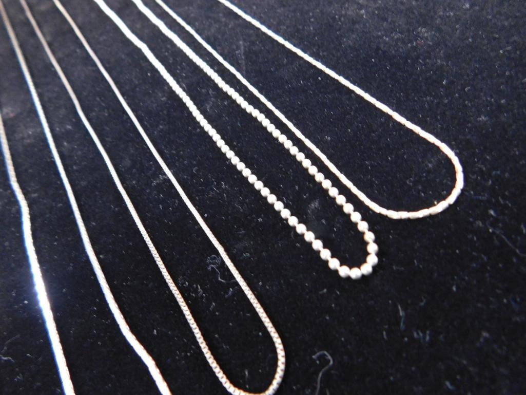 Sterling Silver - 5 Necklaces - All 24" Long - 29.89 Grams - 3