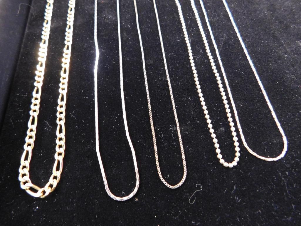 Sterling Silver - 5 Necklaces - All 24" Long - 29.89 Grams - 5