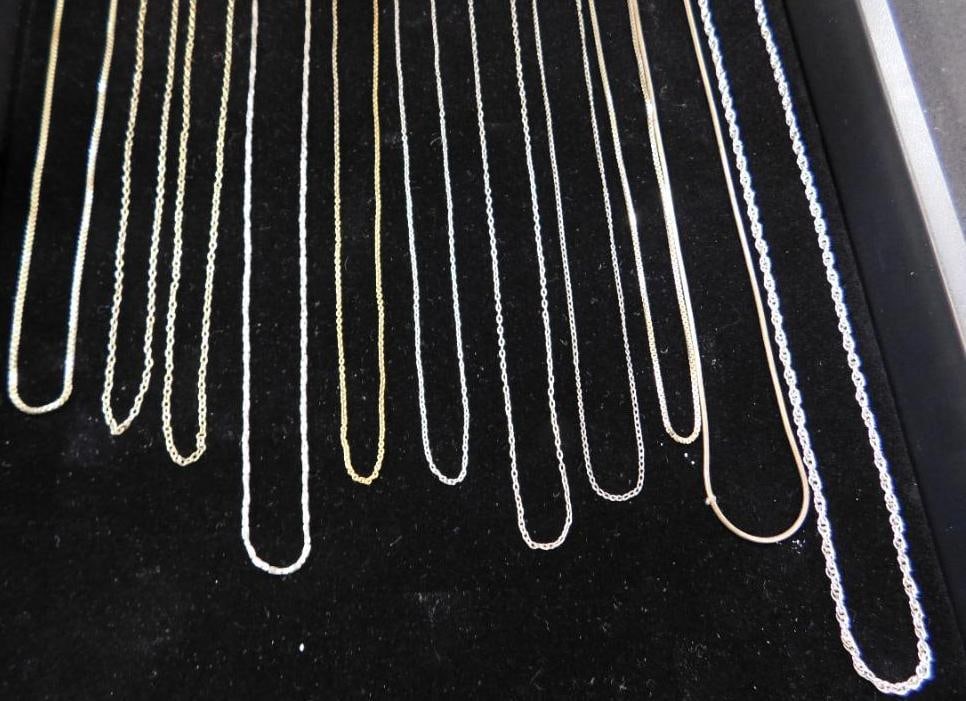 Sterling Silver - 11 Necklaces - 3-18" - 5-20" - 2-22" - 1-24" - 22.58 Grams (1 of 8)