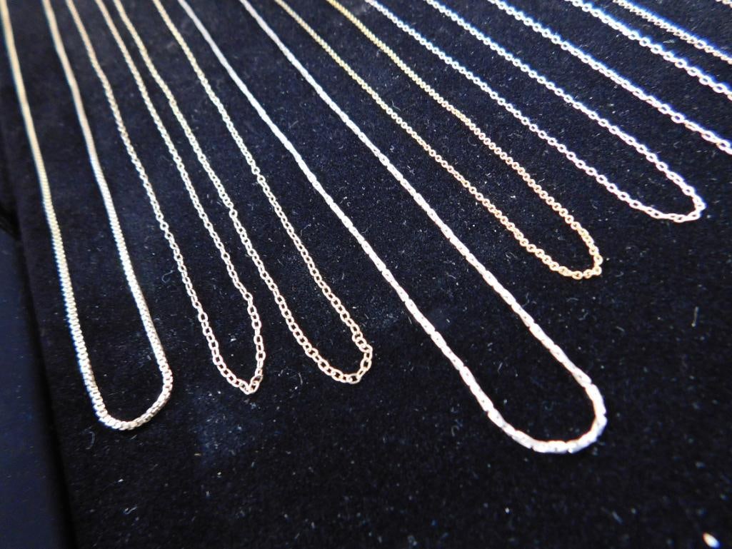 Sterling Silver - 11 Necklaces - 3-18" - 5-20" - 2-22" - 1-24" - 22.58 Grams - 2