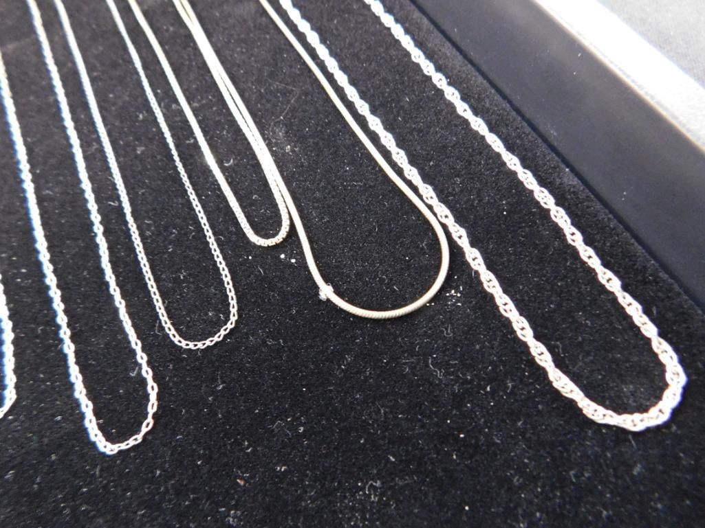 Sterling Silver - 11 Necklaces - 3-18" - 5-20" - 2-22" - 1-24" - 22.58 Grams - 4
