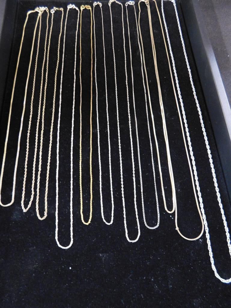 Sterling Silver - 11 Necklaces - 3-18" - 5-20" - 2-22" - 1-24" - 22.58 Grams - 5