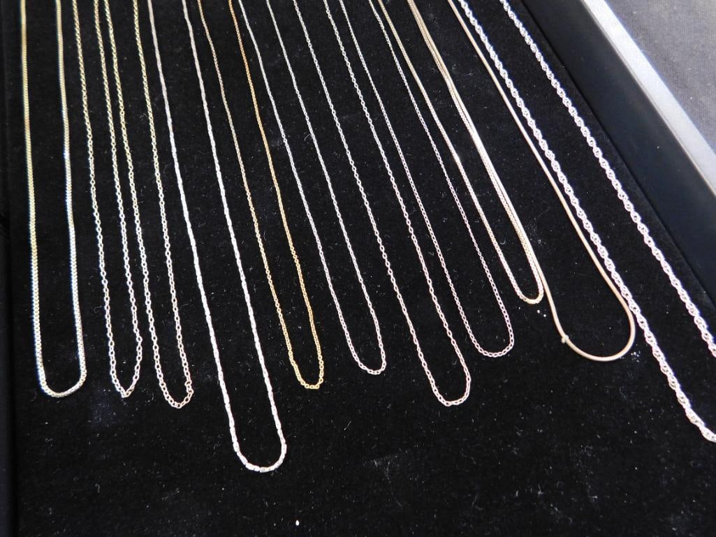 Sterling Silver - 11 Necklaces - 3-18" - 5-20" - 2-22" - 1-24" - 22.58 Grams - 7