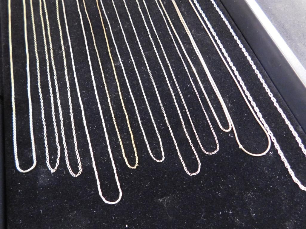 Sterling Silver - 11 Necklaces - 3-18" - 5-20" - 2-22" - 1-24" - 22.58 Grams - 8