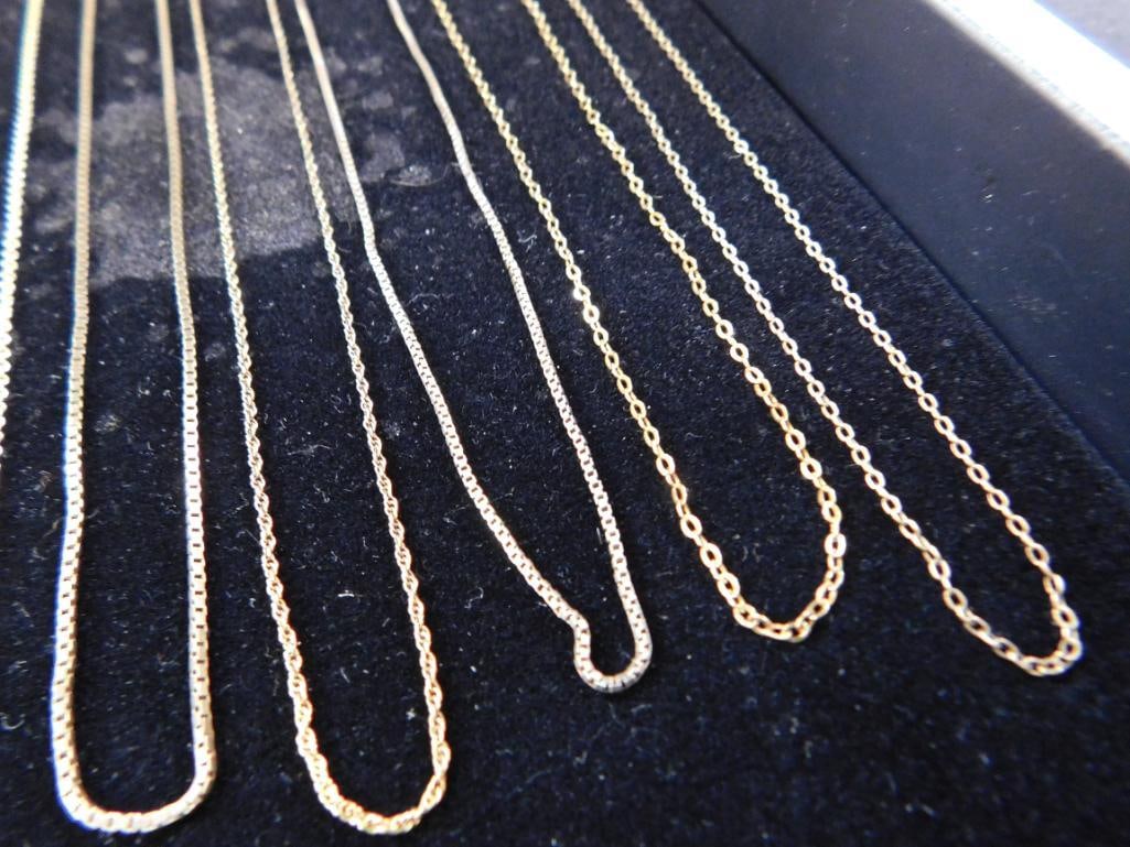 Sterling Silver - 11 Vermeil Necklaces - 2-16" - 9-18" - 20.3 Grams - 4