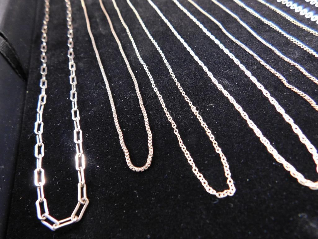 Sterling Silver - 10 Necklaces - All 20" Long - 22.57 Grams - 3