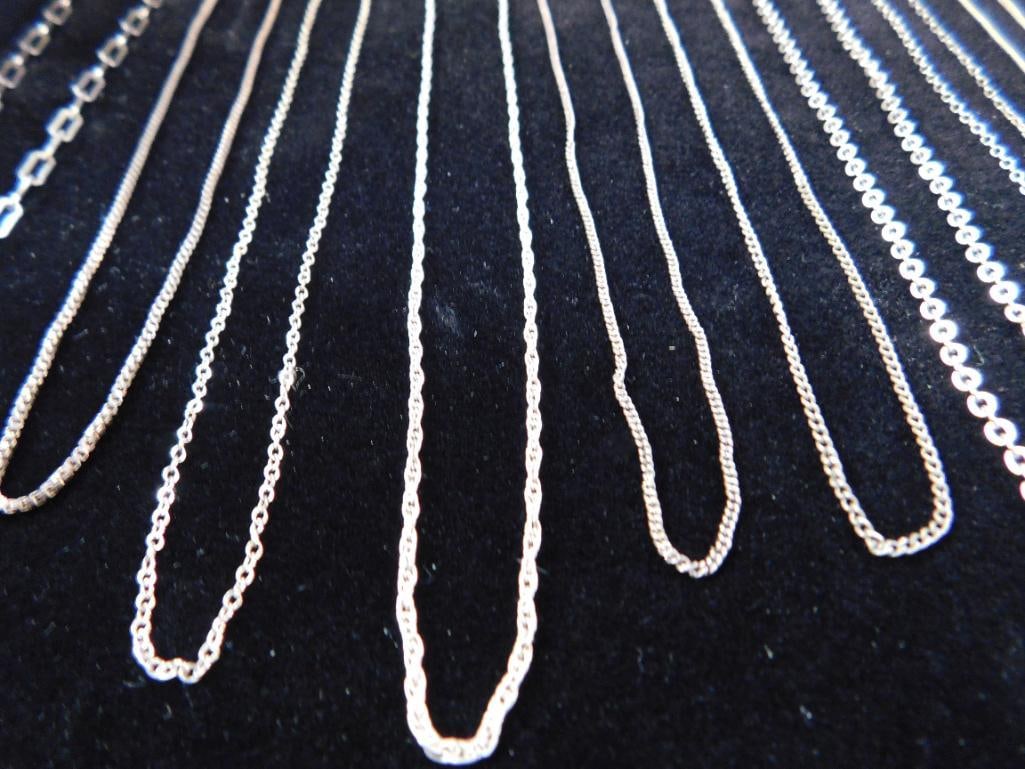 Sterling Silver - 10 Necklaces - All 20" Long - 22.57 Grams - 4