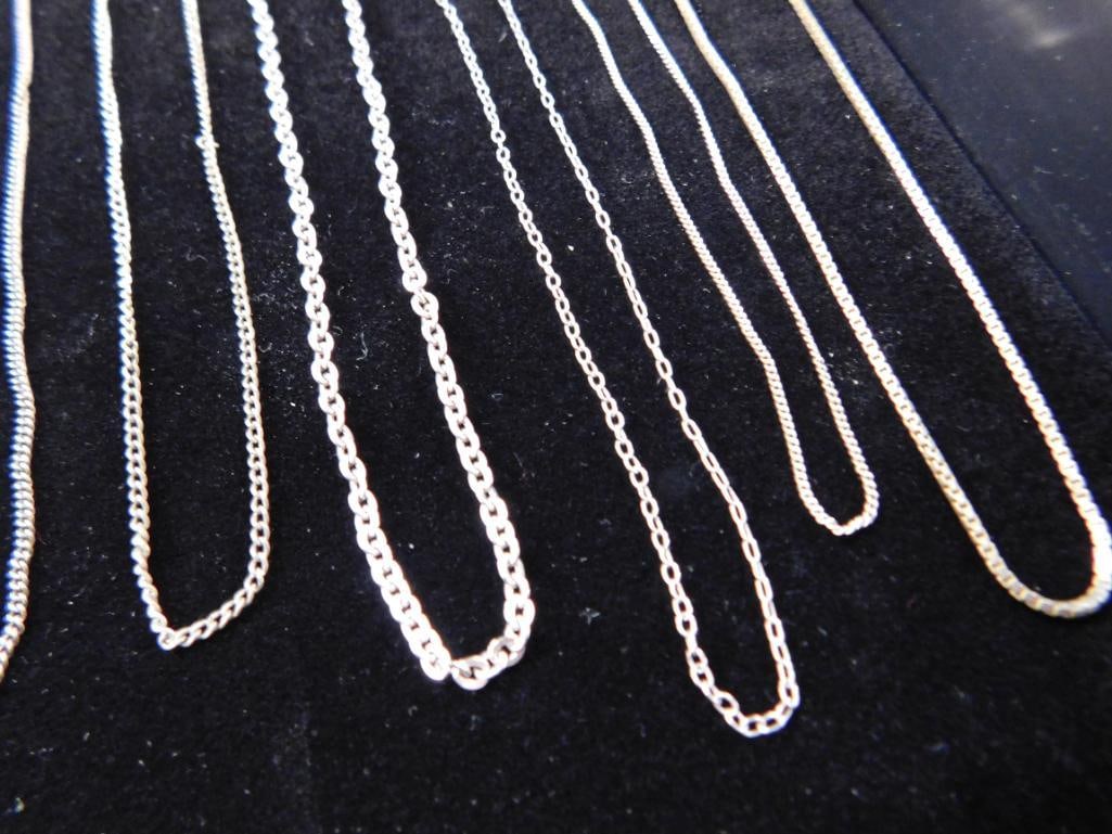 Sterling Silver - 10 Necklaces - All 20" Long - 22.57 Grams - 5