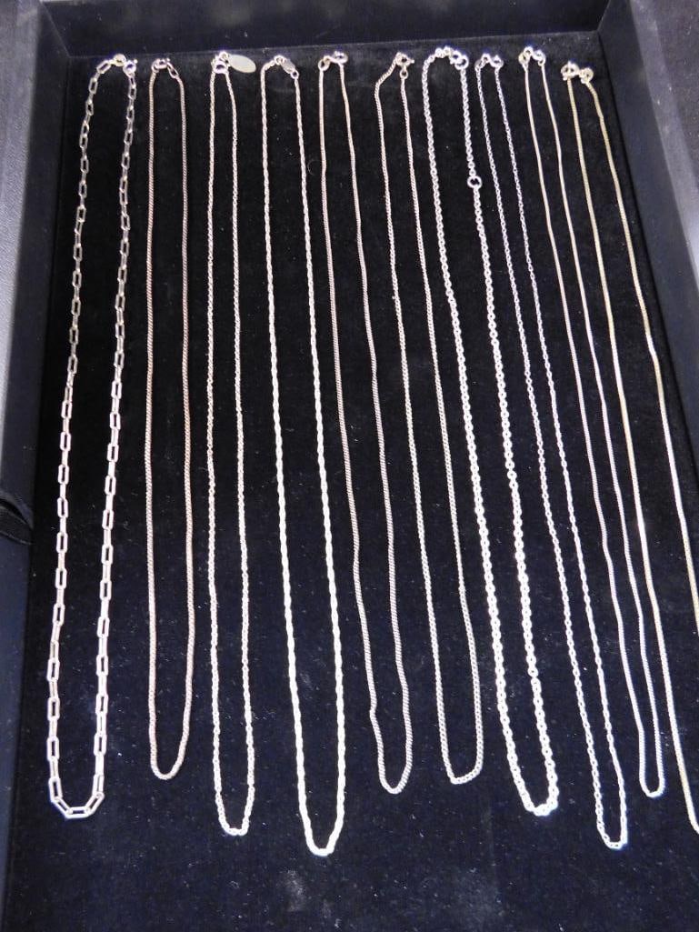 Sterling Silver - 10 Necklaces - All 20" Long - 22.57 Grams - 7
