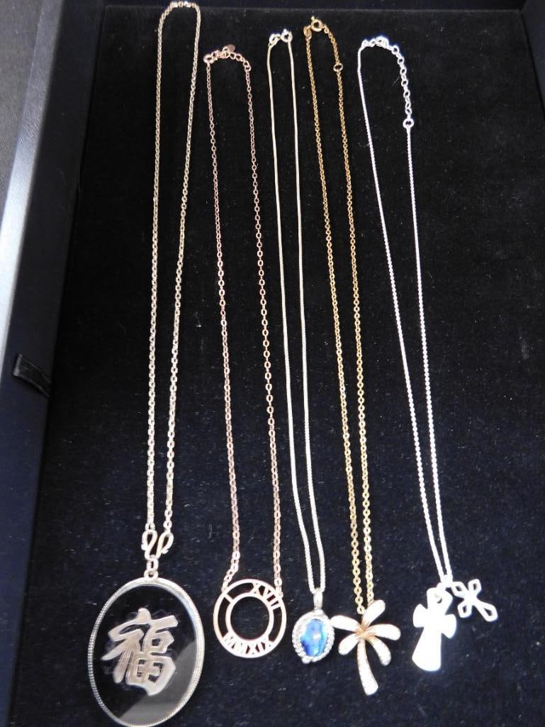 Sterling Silver - 5 Pendant Necklaces - All 18" Long - 25.22 Grams TW - 4