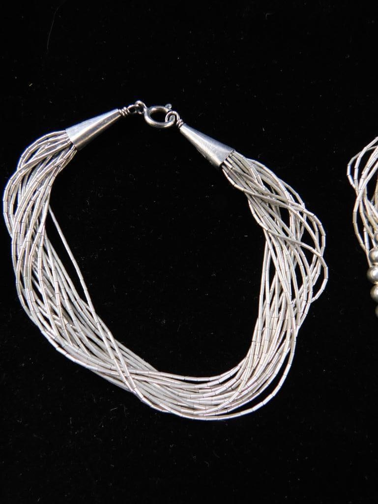 Sterling Silver - 2 Liquid Silver Bracelets - 1-7" - 1-7.5" - 23.44 Grams TW - 2