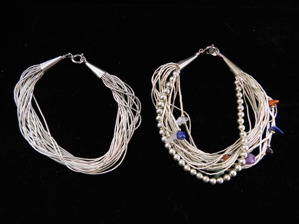 Sterling Silver - 2 Liquid Silver Bracelets - 1-7" - 1-7.5" - 23.44 Grams TW - 4
