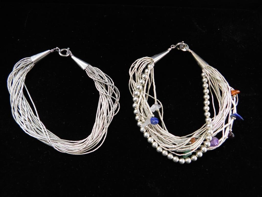 Sterling Silver - 2 Liquid Silver Bracelets - 1-7" - 1-7.5" - 23.44 Grams TW - 5