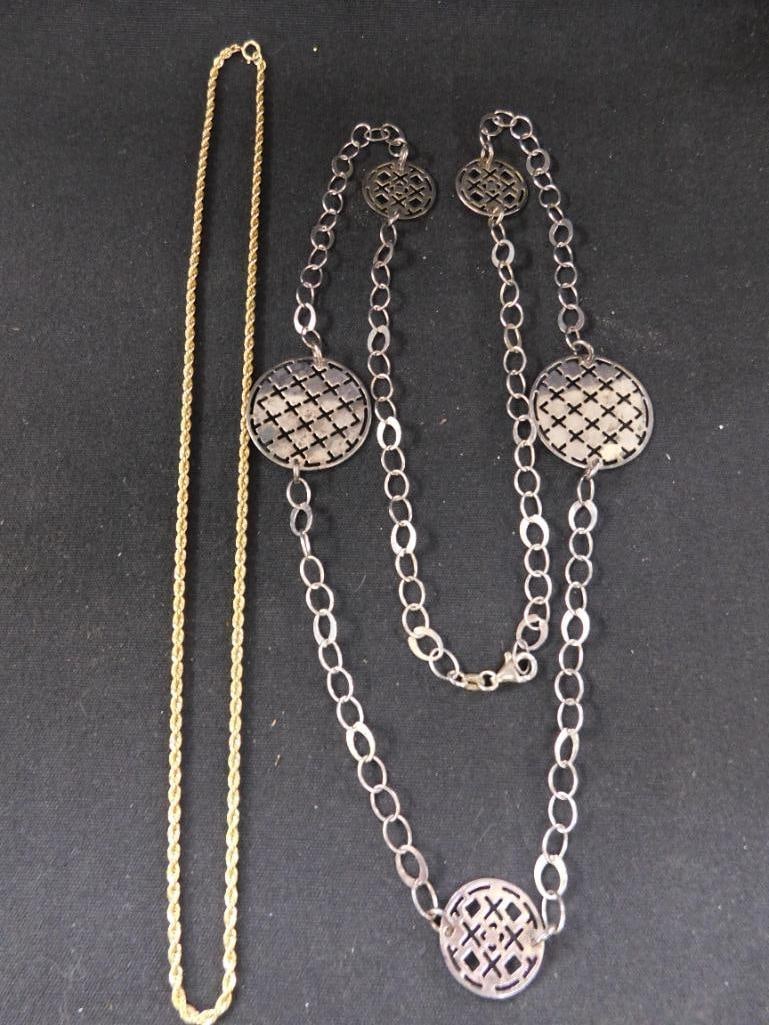 Sterling Silver - 2 Necklaces - 1-20" - 1-32" - 27.63 Grams - 7