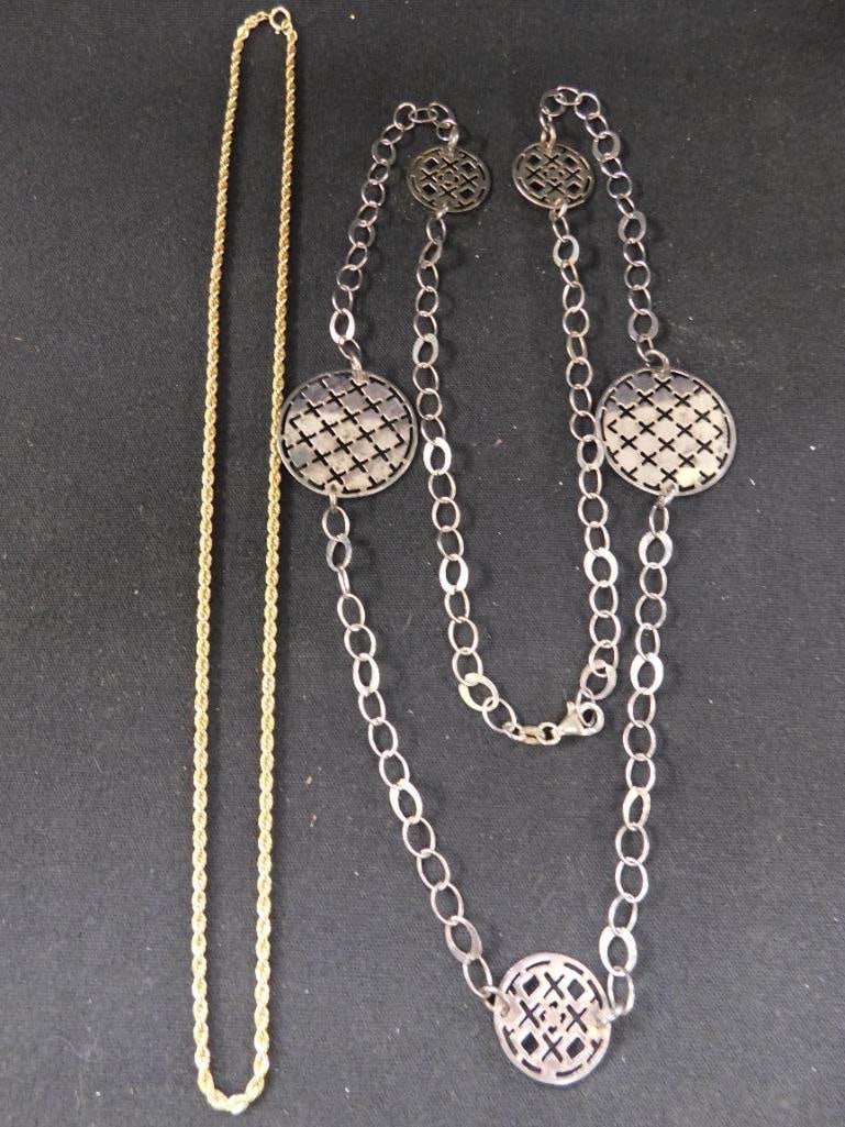 Sterling Silver - 2 Necklaces - 1-20" - 1-32" - 27.63 Grams - 8