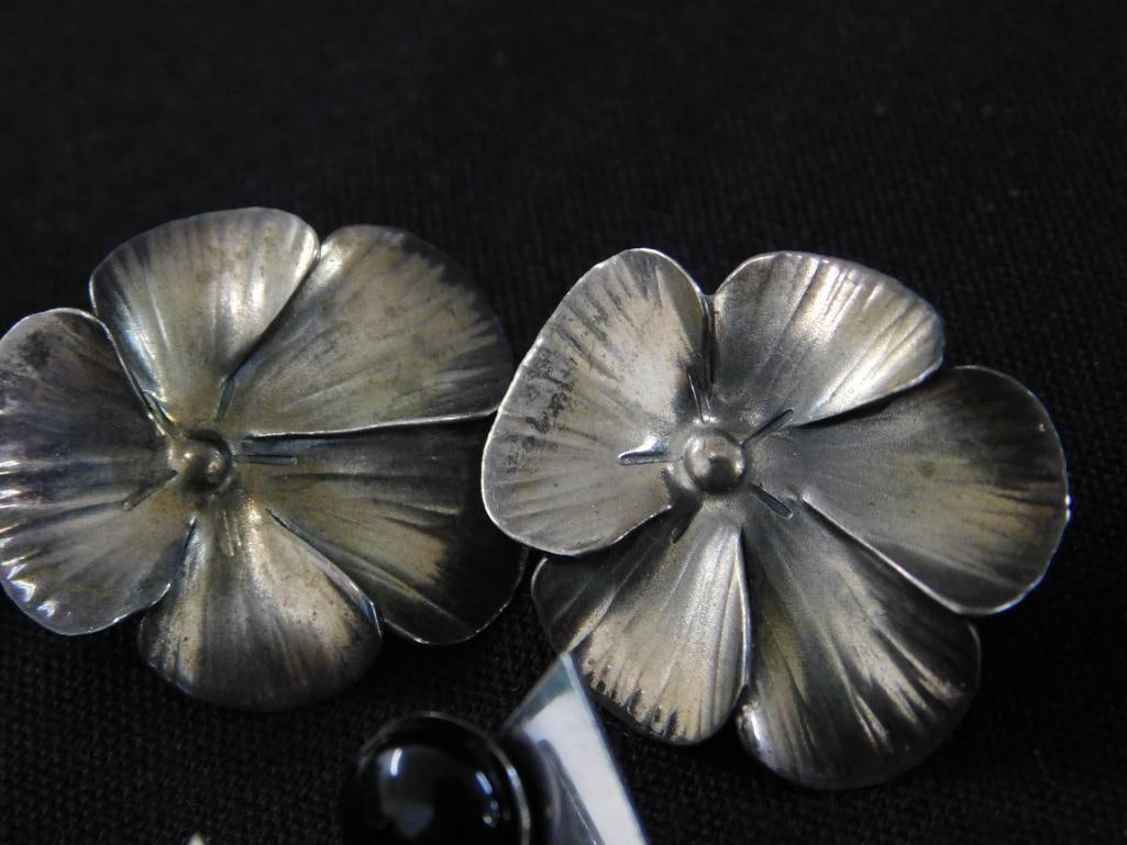 Sterling Silver - 5 Pairs of Pierced Post Earrings - 27.94 Grams TW - 3