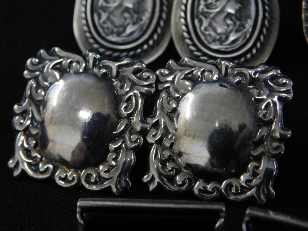 Sterling Silver - 5 Pairs of Pierced Post Earrings - 27.94 Grams TW - 4